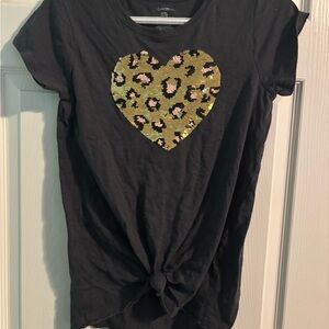 Carter's Black T-Shirt with Gold Heart Design